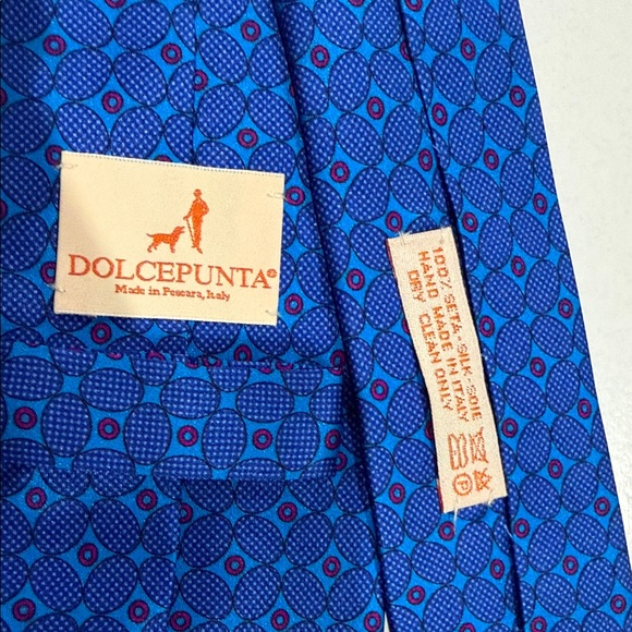 Dolcepunta Men's Full Tie Set - Blue, Green, Purple 100% silk made in Italy - Picture 8 of 13
